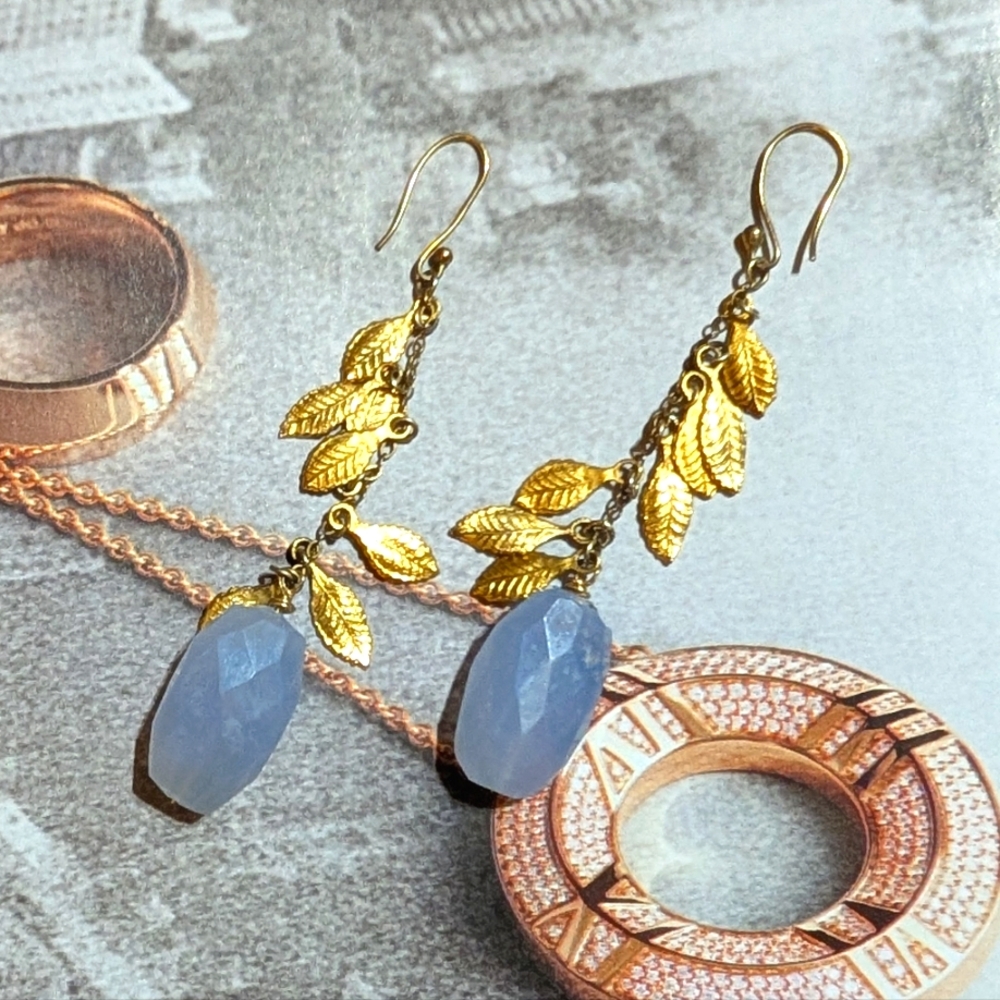 Vintage Lavender Briolette Cut Jade Shoulder Brusher Earrings 💜 - Picture 3 of 5